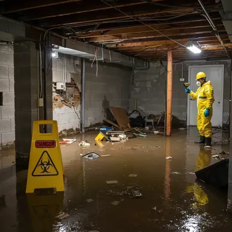 Flooded Basement Electrical Hazard in Hudson, IL Property